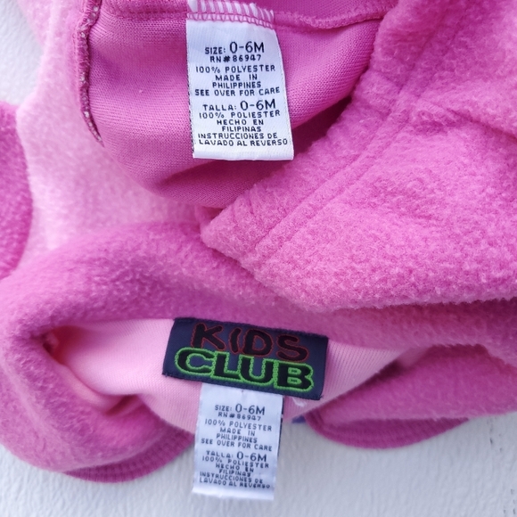 Vintage Kids Club 2 Piece Top & Bottom Set Pink Baby Girls 0-6 Months - Picture 3 of 3